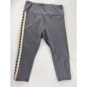 BEBE Womens Yoga Leggings Side Stripe Mesh Yellow Black Logo Stripe Grey Size XL